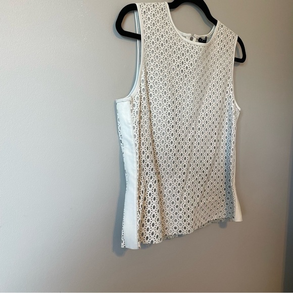 NWT Theory Mowita Lasercut Lamb Leather White Ivory Sleeveless Top sz M - Picture 11 of 11